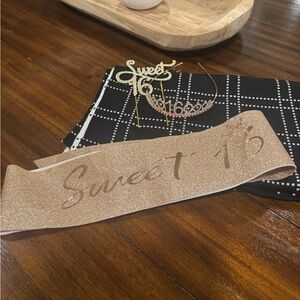 Sweet 16 Tiara, Cake Topper and Sash Set